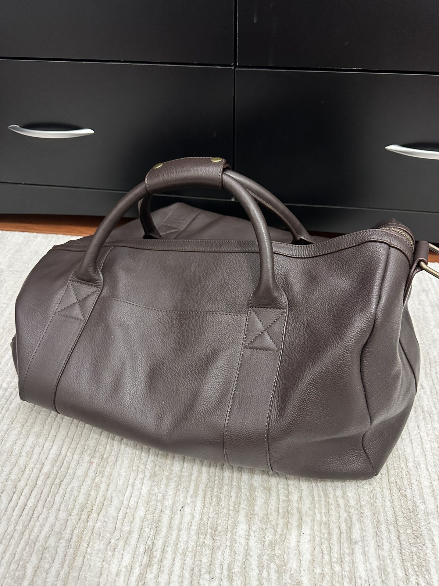 Brown Duffle Bag, Real Leather Brand New, Quince