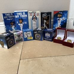 Dodger Bobble heads And World Series Replica Rings 