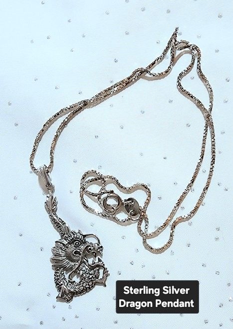 Sterling Silver Chain & Dragon Pendant