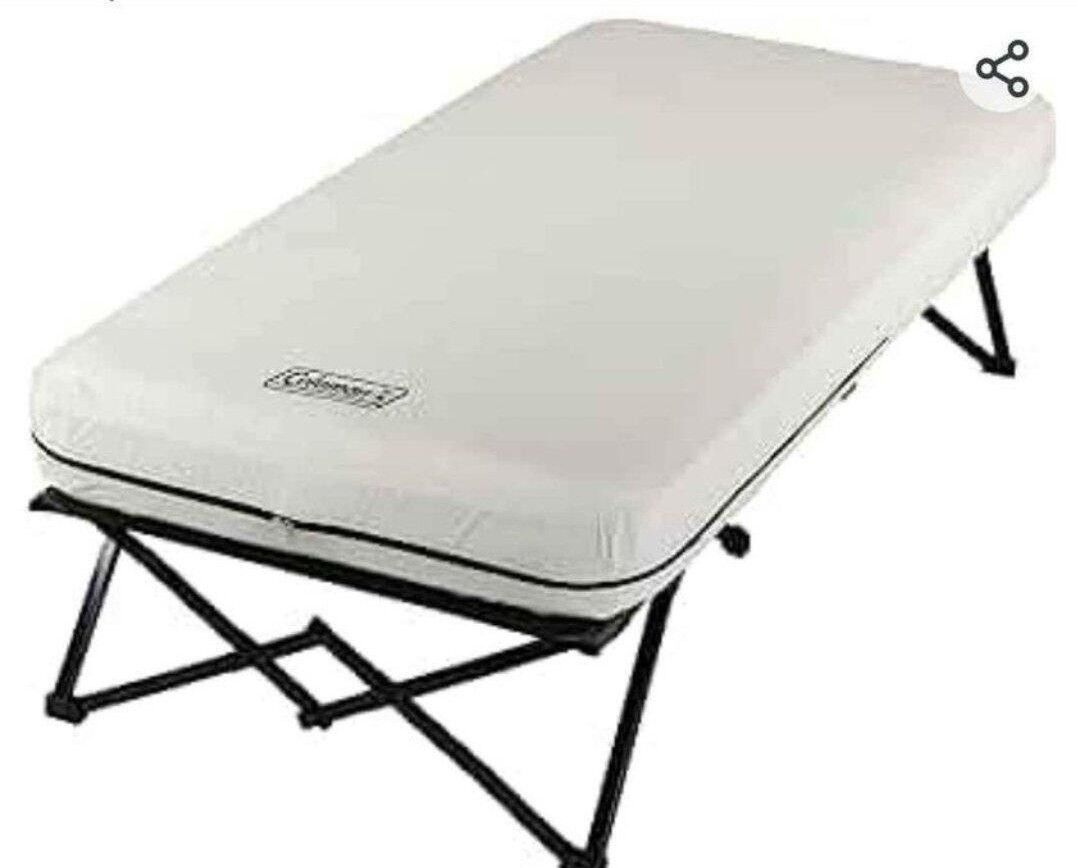 Coleman Camping Cot, Air Mattress, & Pump Combo, Folding Camp Cot & Air Bed with Side Table & Battery-Operated Pump