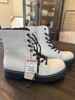 Women’s white combat boots