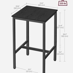 VASAGLE Bar Table Small Kitchen Dining High Top Pub Cocktail Table - Black
