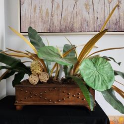 Artificial Flower Plant Arrangement In Beautiful Leather Riveted Box 