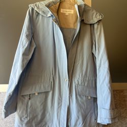 liz claiborne raincoat light blue and beige color