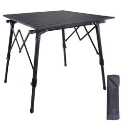 Portable Camping Folding Table, Foldable Camping Table, Height Adjustable Camp Table Ultralight Outdoor Side Table with Bag for Picnic Fishing Beach B