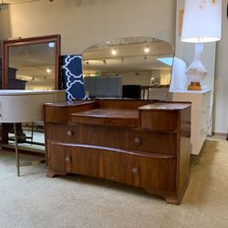 Art Deco Low Vanity with Mirror