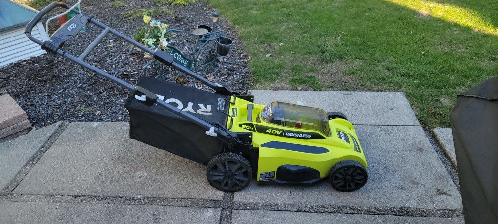 Ryobi 40V 20" Brushless Mower. Mower & Grass Catcher (No Battery/ Charger); Light Weight & Low Hours
