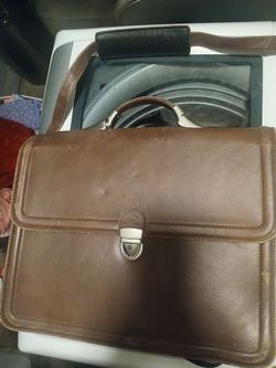 Brown leather brief. Case