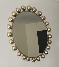Large Gold Ball Round Wall Mirror