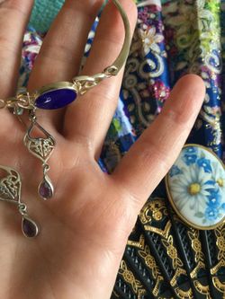 Sterling silver bracelet / large floral fashion earring / Silver long earrings each sold separately 💙