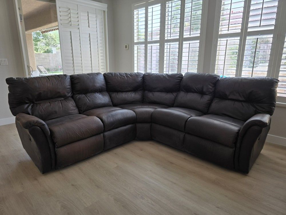 Leather Couch With 2 Recliners - MOVING SALE