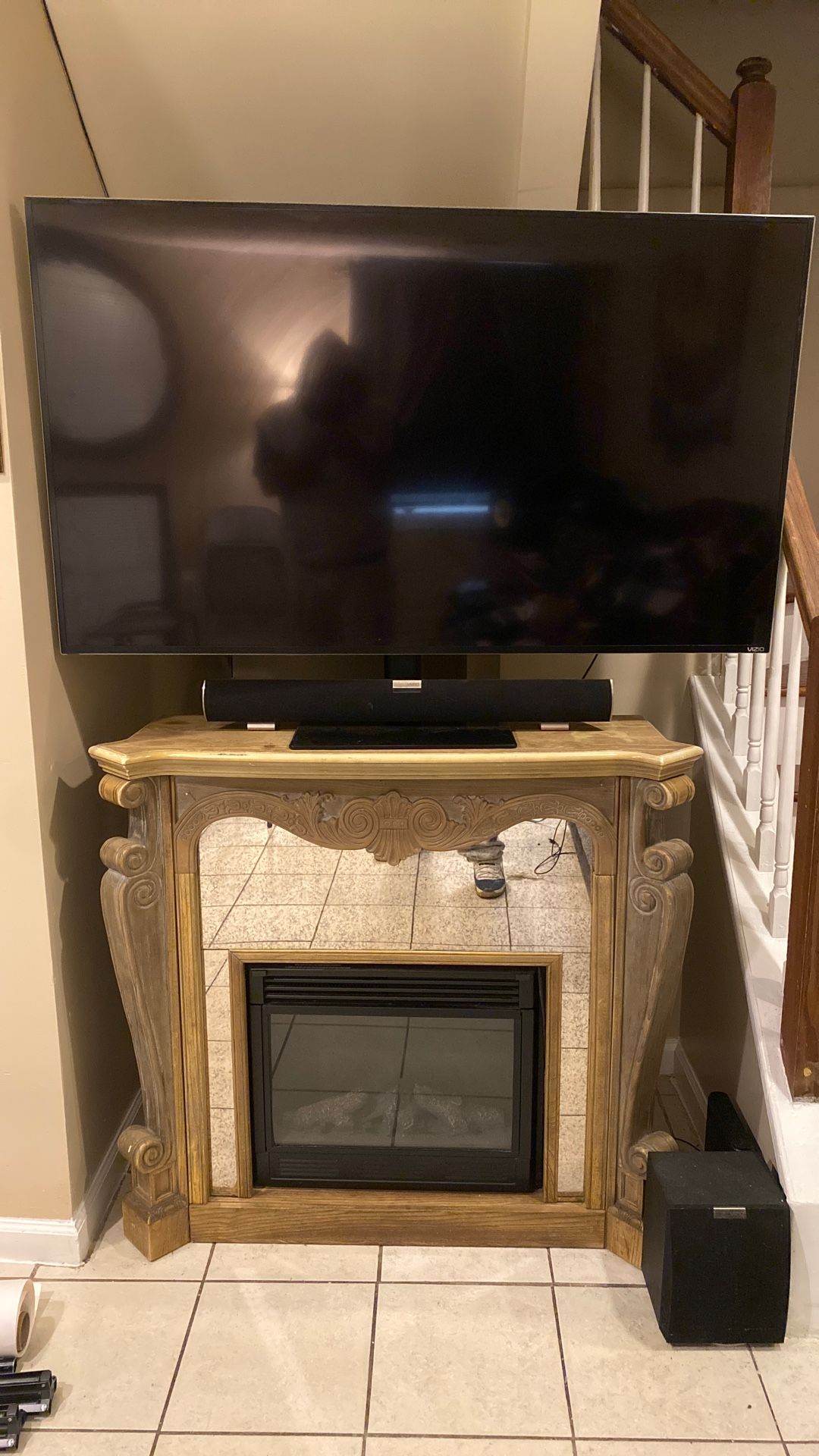 TV plus fireplace