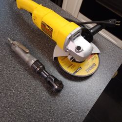 DEWALT. 7. INCH SIDE GRINDER. &  3/8. AIR WRENCH  HEAVY DUTY WRENCH. BOTH. 160