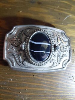 Western Belt Buckle with Black Stone