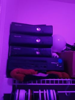3 xbox360s and one Xboxone comes with cords and controllers for 2 of the Xbox 360s