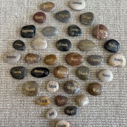 36 Pcs. Engraved Inspirational Stones with Different Words, 1-2 Inch Encouragement Rocks, 
