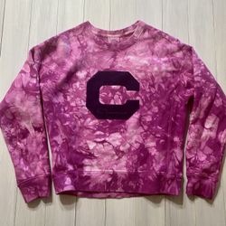 Champion Reverse Weave Crewneck Sweatshirt Women Pink Pigment Tie Dye, Size Small