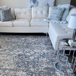 White Leather L Shaped Sectional