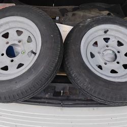 2 - 12" Trailer Tires And Rims 