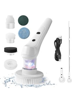 Electric Spin Scrubber Bathroom Cordless with 6 Replaceable Brush Heads