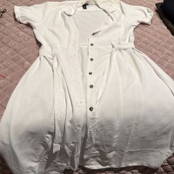 White Button Up Dress