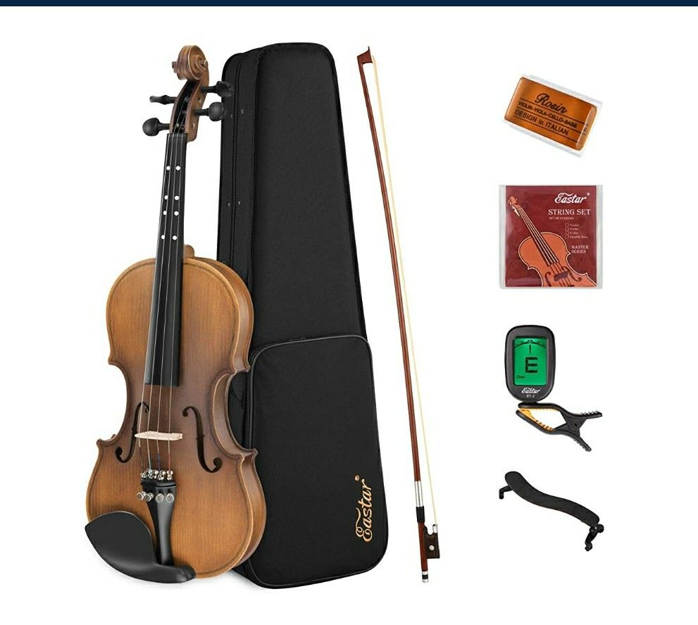 Full Size 4/4 Violin Set EVA-3 with Hard Case, Rosin, Shoulder Rest, Bow, Extra Strings NEW ½ PRICE