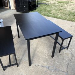 Black Extendable Dining Table Set 