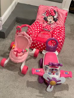 Disney Minnie Mouse Bean Bag, stroller and Ride on for Kids