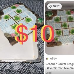 Shabby Chic tic tac toe Box with 🐸 and 🌸 decor $10 very cute