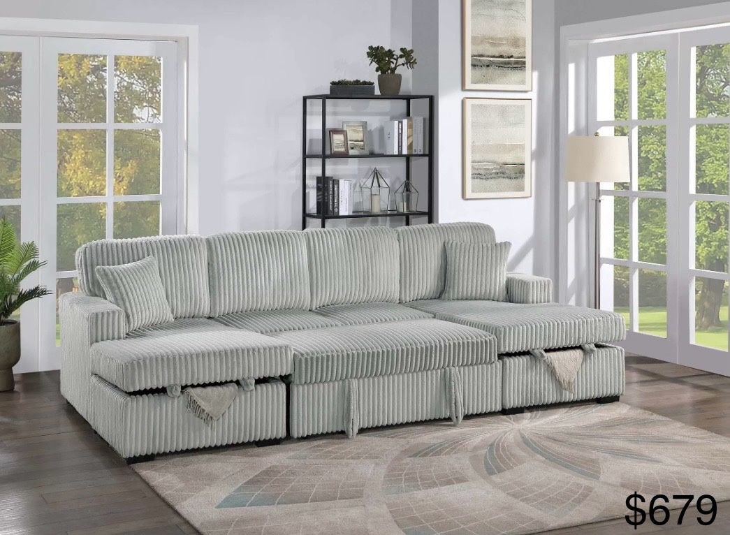 Corduroy Sectional Sleeper With Storage