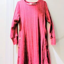 NEW PINK/ FUSCHIA DRESS- SIZE LARGE BUTTONS DESIGN BOTTOM