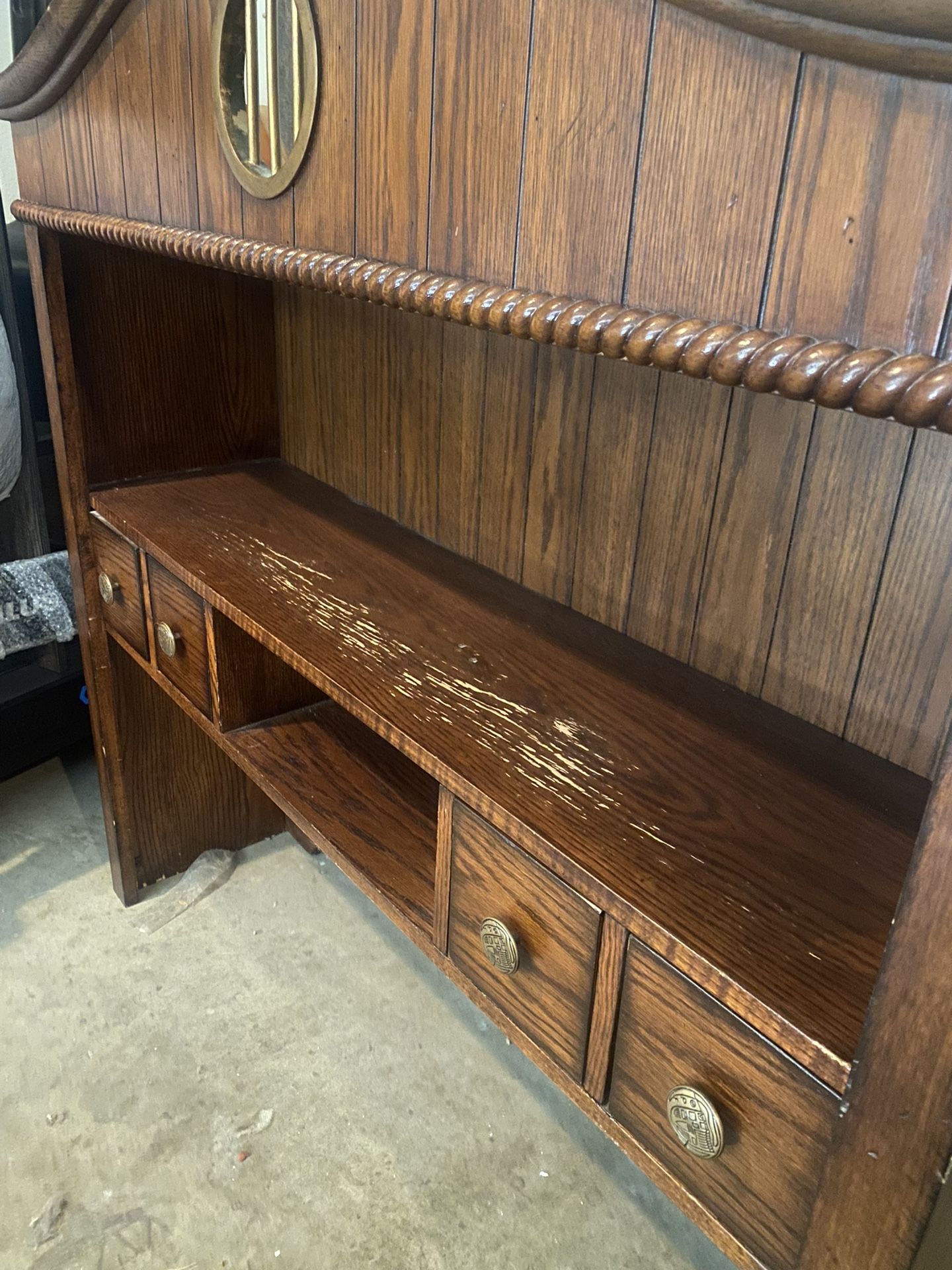 Powell Honey Oak Backboard / Hutch – Solid Wood