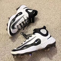 Nike Alpha Huarache Elite 4 Mid Metal Baseball Cleats White Black FD2744-107