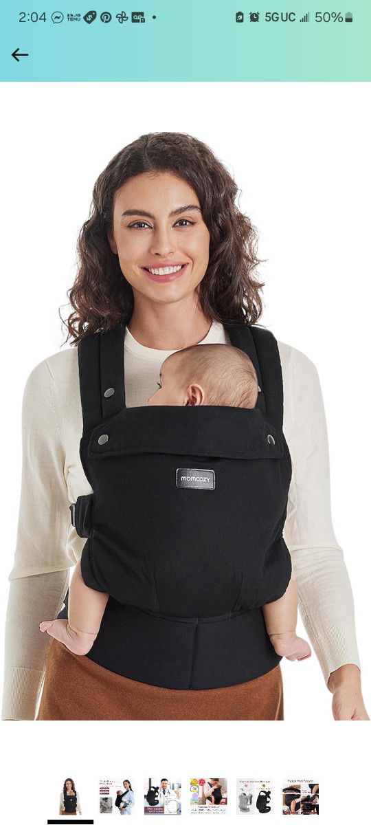Momcozy Baby Carrier Newborn to Toddler - Ergonomic, Cozy and Lightweight Infant Carrier for 7-44lbs, Effortless to Put On, Ideal for Hands-Free Paren