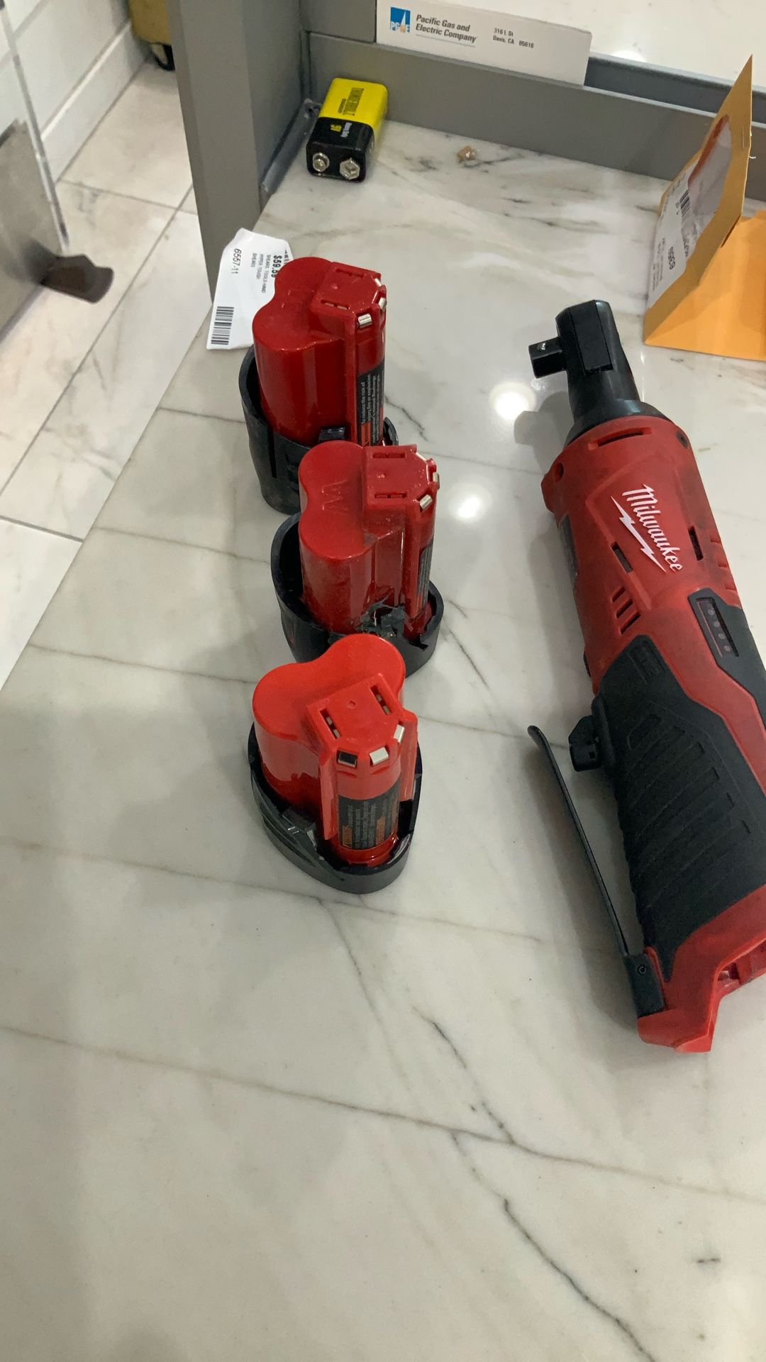 Milwaukee M12 Cordless 3/8” Ratchet With 3 Batteries Everything Works As It Should with Milwaukee Charger