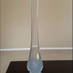 18" Imperlux hand cut crystal vase made in portugal