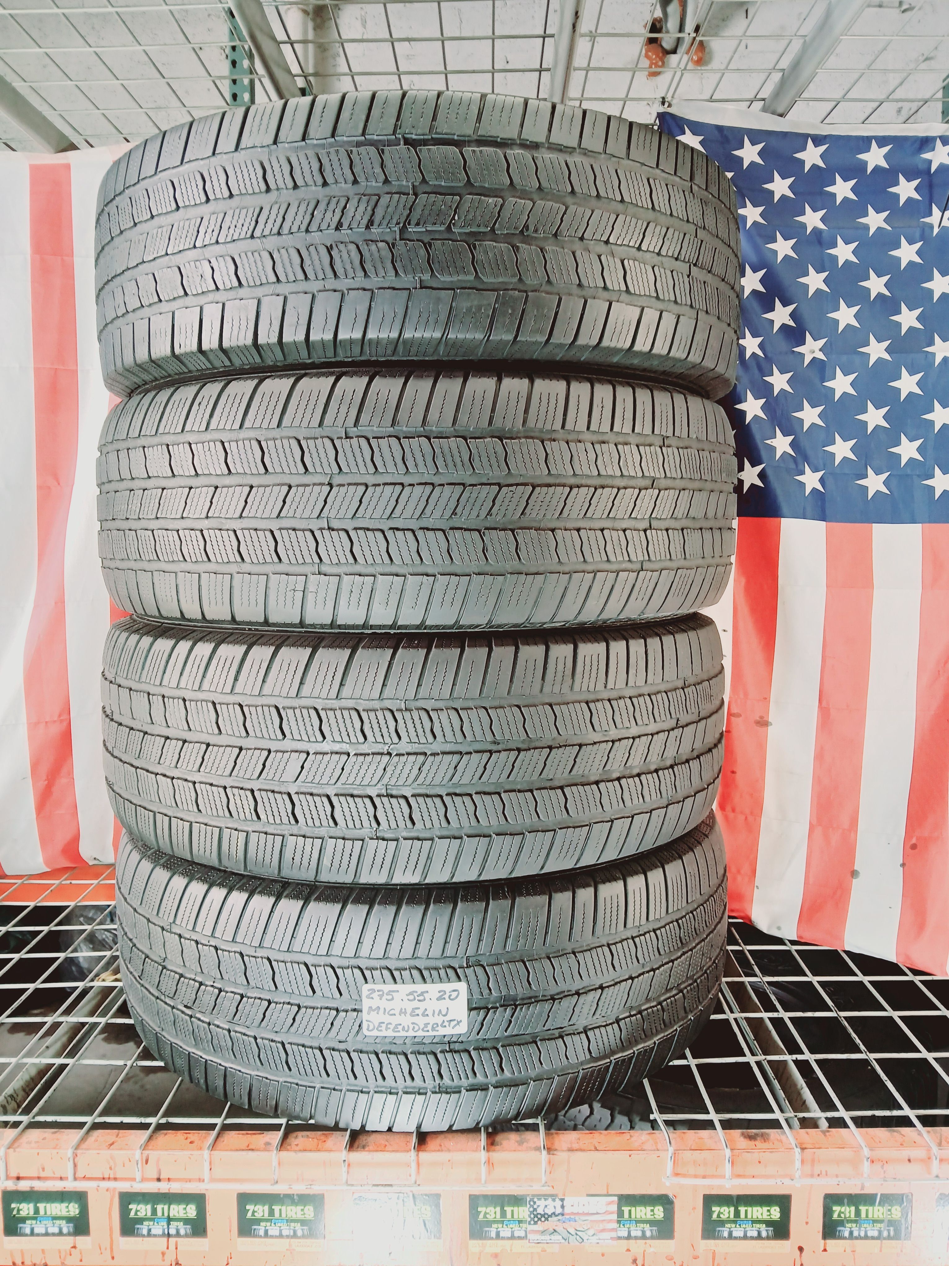 P275/55R20 MICHELIN DEFENDER LTX A/S MS2 ALL SEASON 275 55 20 Set of 4 Used Tires