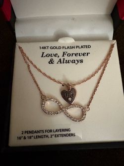 14kt gold flash plated.  Love  forever &. Always