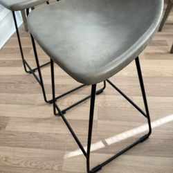 Pottery Barn Counter Leather Stools 