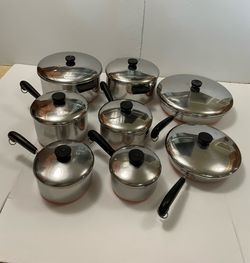 (16 Piece) 1801 Revere Ware Copper Bottom Cookware