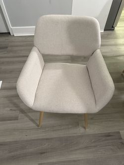 Ivory Upholstered Armchair w/ Metal Legs