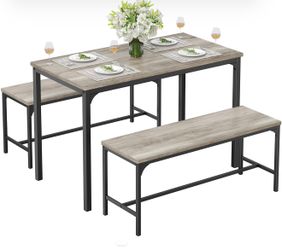 3-Piece Dining Table Set with 2 Benches – Space Saving Kitchen Set