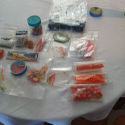 Lot Of Assorted Lures Hooks Krimps Split Rings Beads For Lure Making And Rod Butt Caps 30.00