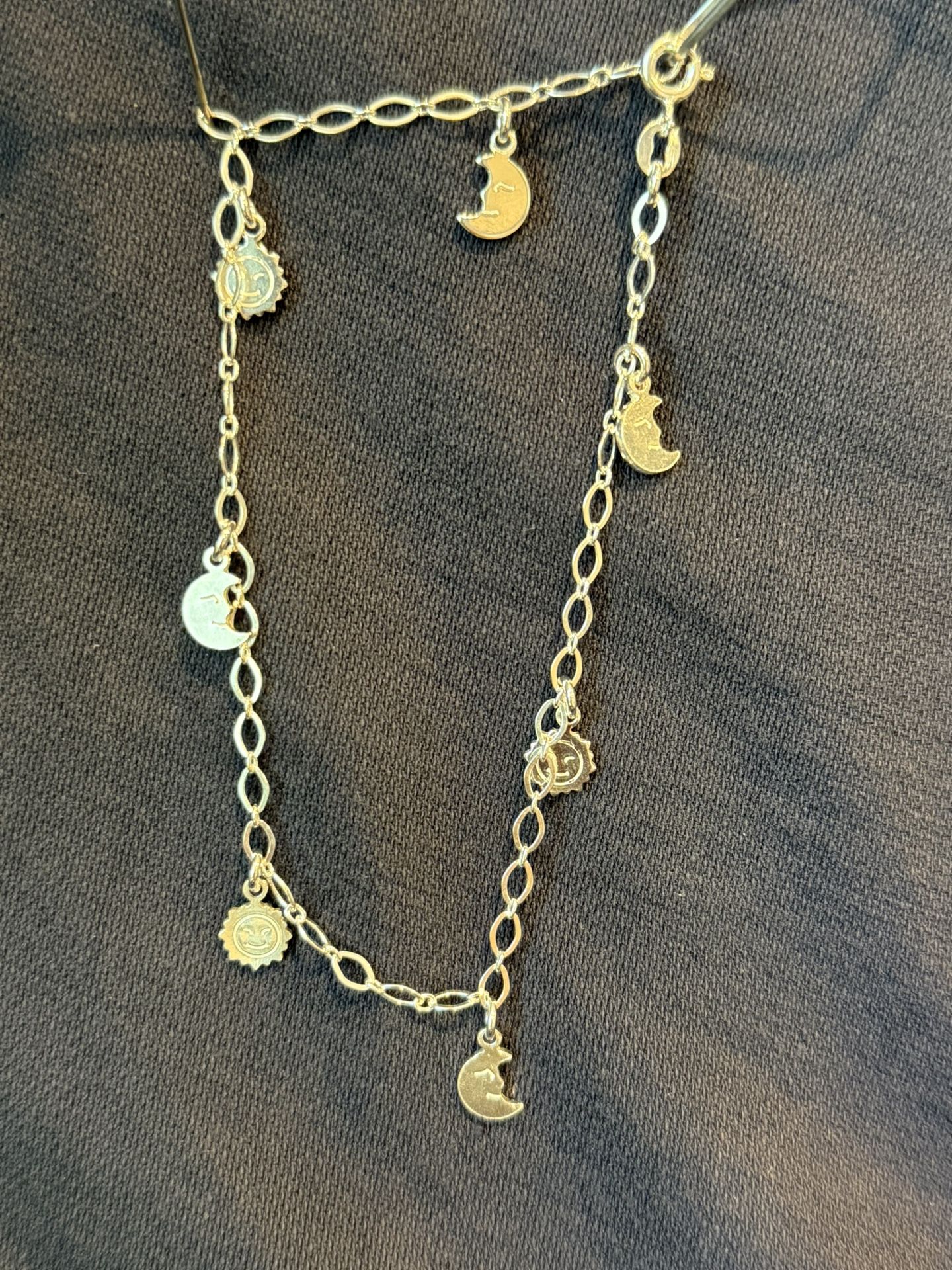 Sterling Silver Moon And Sun Anklet Italy New