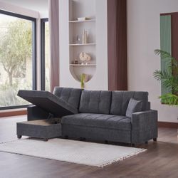 SLEEPER SECTIONAL WITH STORAGE DRAK GRAY FABRIC 115x60