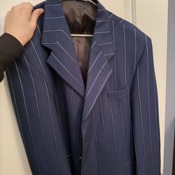 Suit Coat Light Navy And White Stripes