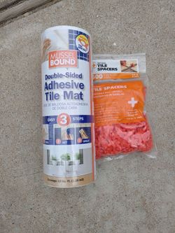 Mussel Bound Adhesive Tile Mat with Spacers - a Strong Double-Sided Adhesive that Replaces Messy Mortar.