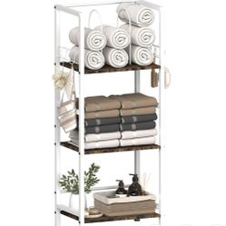 Free Standing Towel Racks for Bathroom with U-Shaped Detachable Dividers, 3-Tier Floor Towels Holder Stand with Shelf & 8 S-Hooks, Metal Pool Towel St