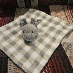 GREY &WHITE CHECKER BABY  LOVEY REINDEER  SECURITY  BLANKET  