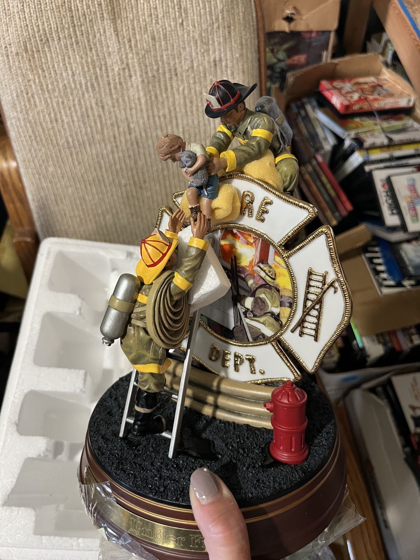 Bradford Exchange "Courage Under Fire" Firefighters Tribute Statue